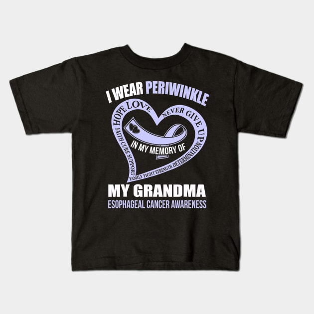 In My Memory Of My Grandma Esophageal Cancer Awareness Kids T-Shirt by CarolIrvine